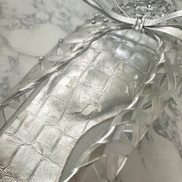 Stuart Weitzman Jellystone Clear Jelly Rhinestone Ballet Flats Silver - Picture 11 of 13